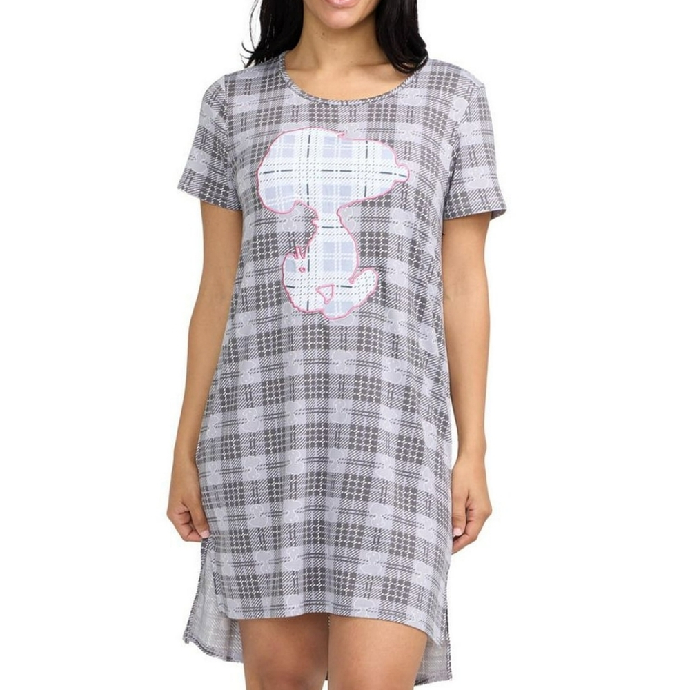 Snoopy Plaid Women's Sleep Shirt Pajamas Nightgown M